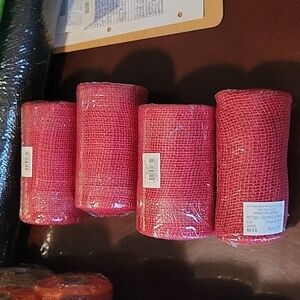4 Red Burlap Spools